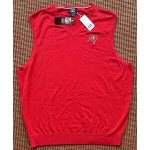 Tampa Bay Buccaneers Cutter & Buck Crew Neck Sweater Vest Red Size XL NFL